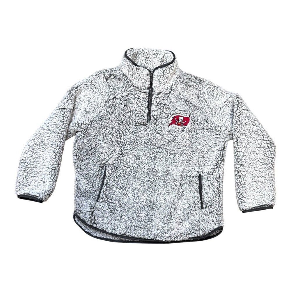 NFL Team Apparel Tampa Bay Buccaneers Bucs Sherpa 1/4 Zip Pullover Jacket M Gray